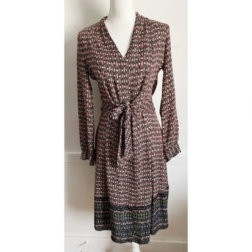 Kobi Halperin • Pink Pattern Bow Waist Dress
